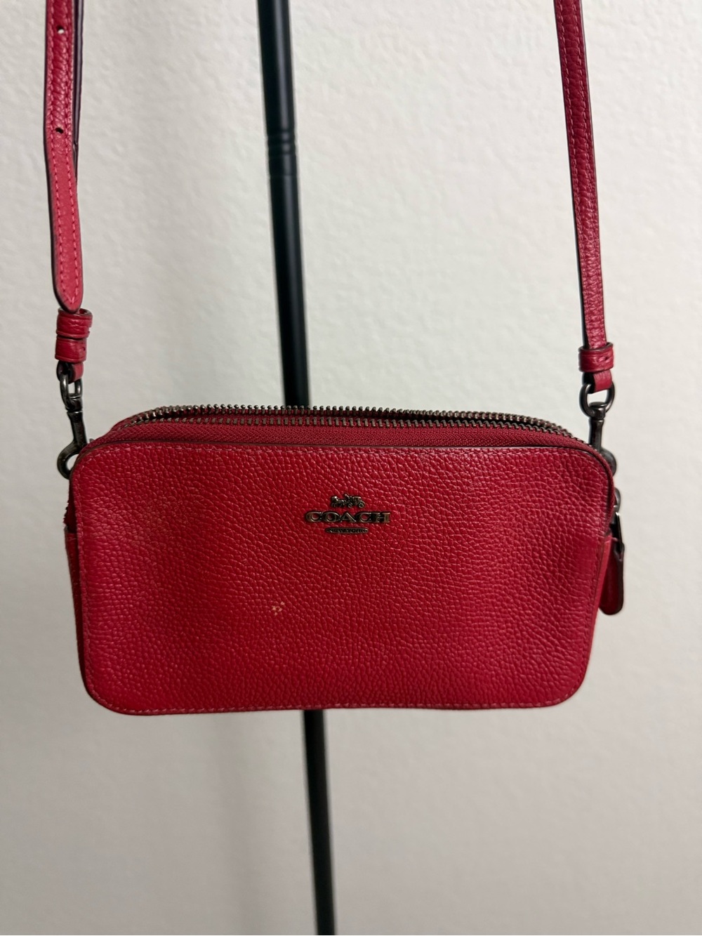 COACH Pebble Leather Kira Crossbody Bag in Red